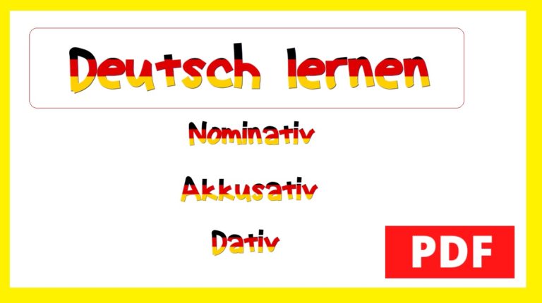 Nominativ Akkusativ Dativ PDF | Deutsch Lernen
